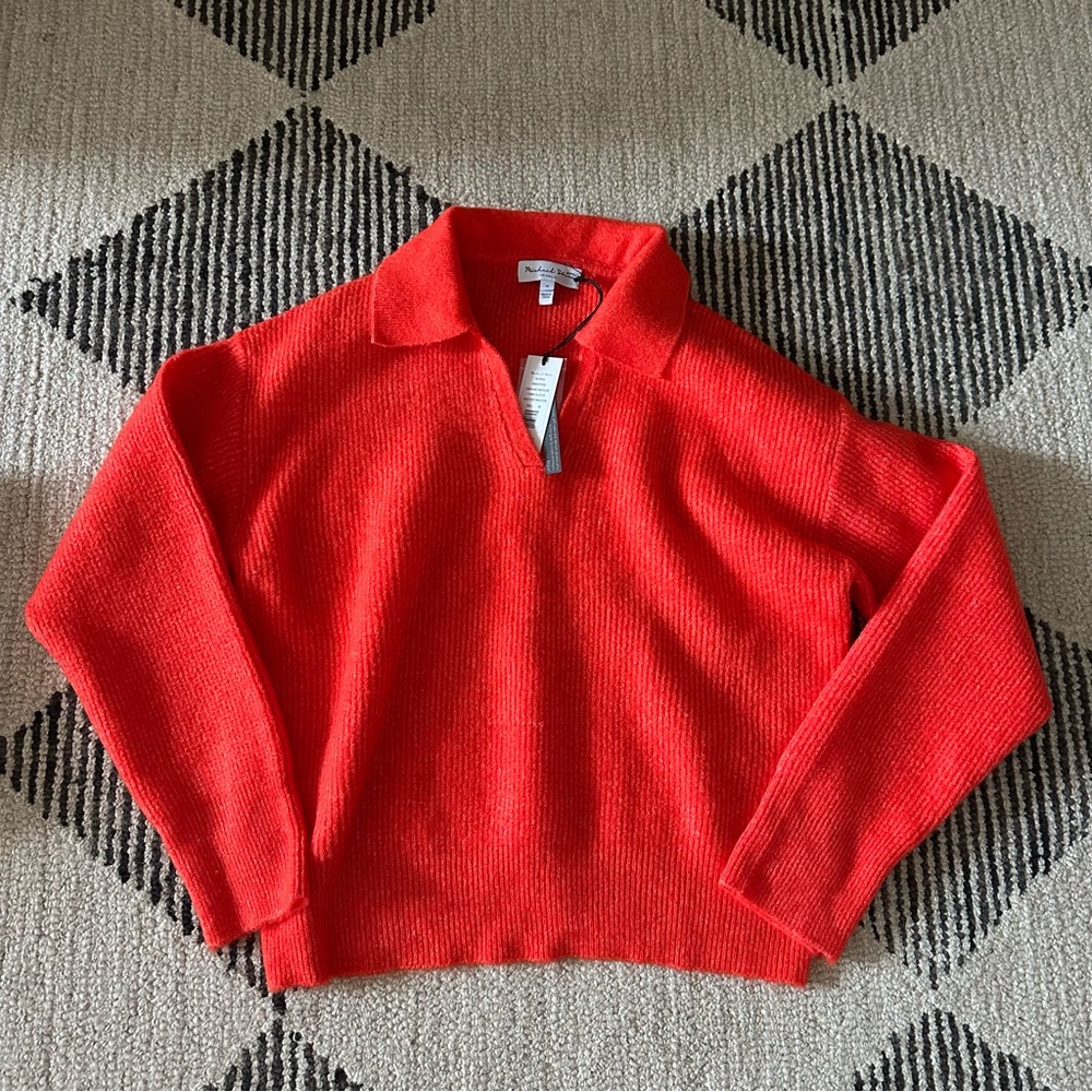 Michael Stars Vibrant Red V-Neck Sweater